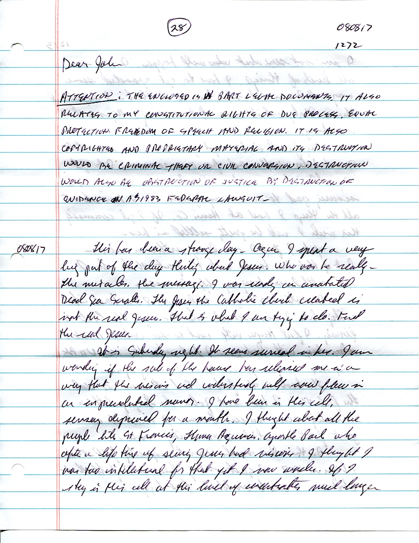 Dr John WorldPeace 2008 Prison Journal